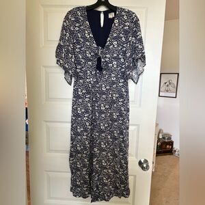 Floral Navy and White Jumpsuit
